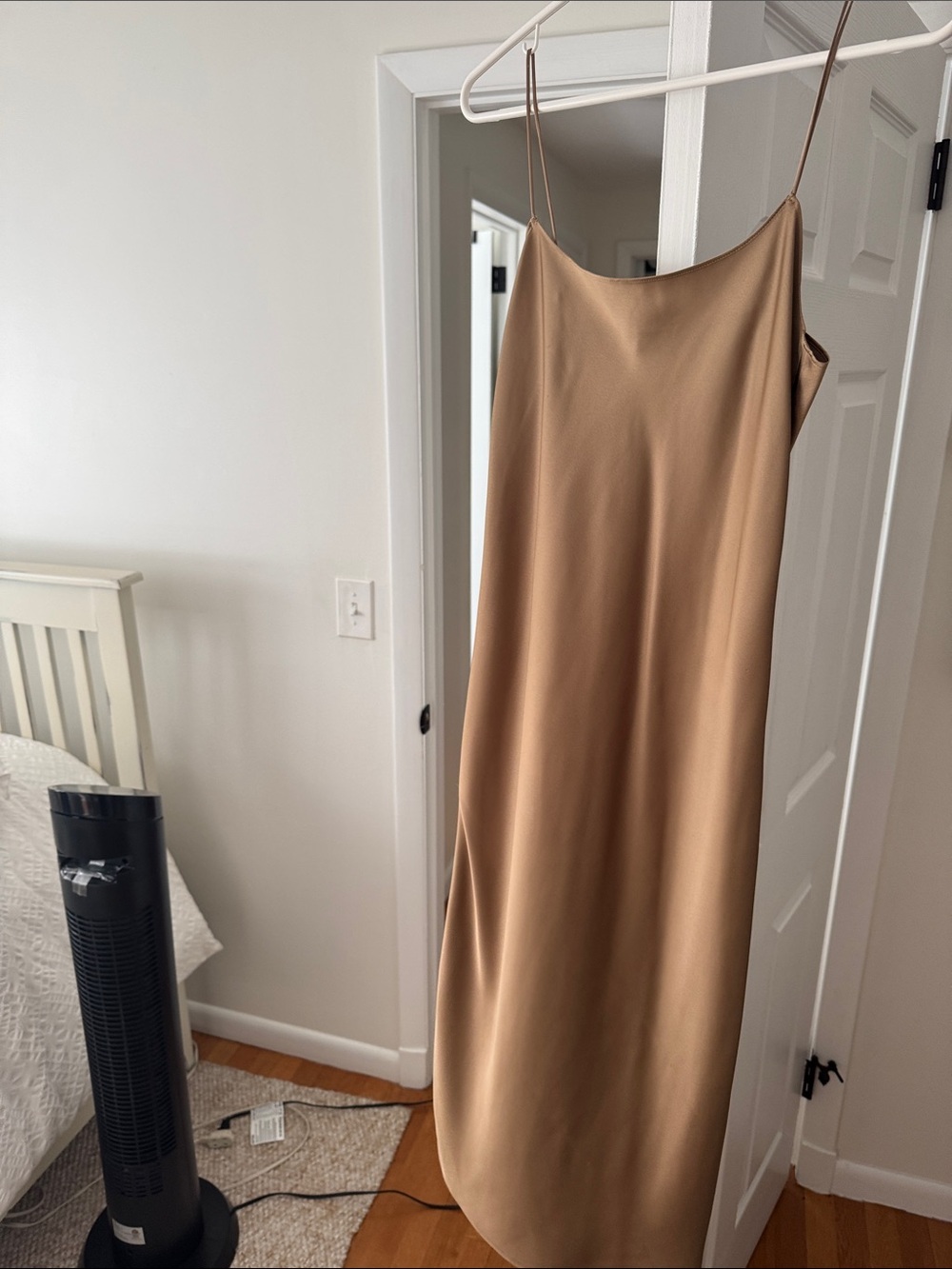 J. Crew Satin Slip Dress — Camel
